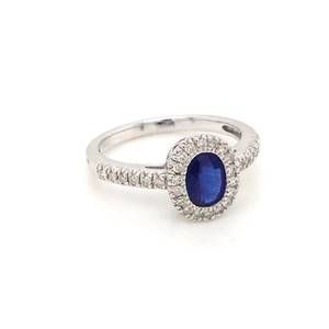 NEW NORMANI women's oval sapphire & diamond halo ring in white